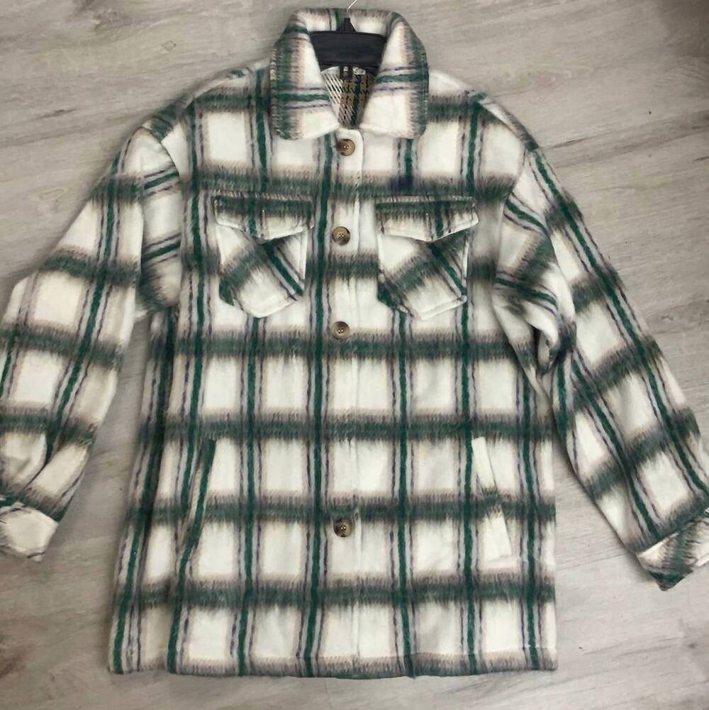 NEW SHOP NEIGHBOR women's button down furry jacket in green